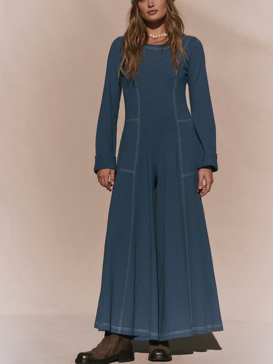 Free People Pants - Free People  Long-sleeve Blue Jumpsuit Size S